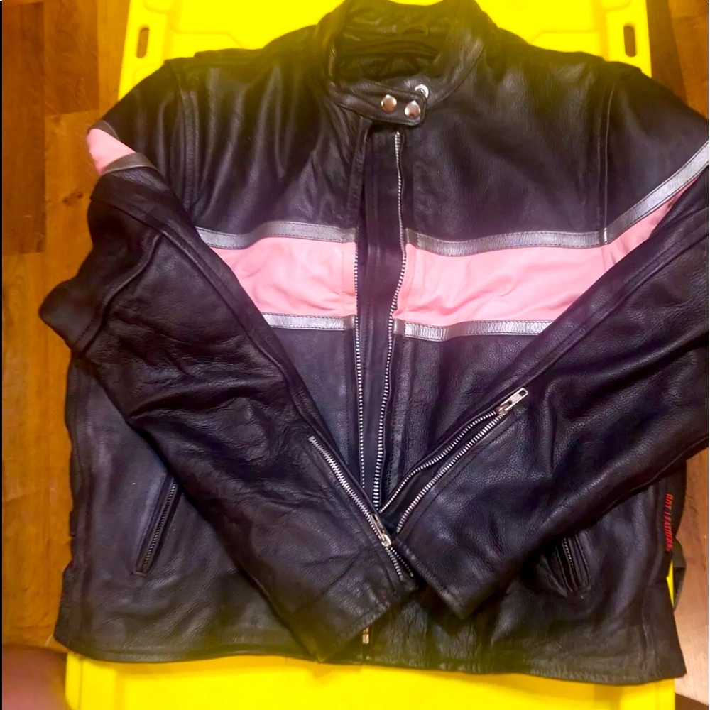 Leather motorcycle bomber jacket